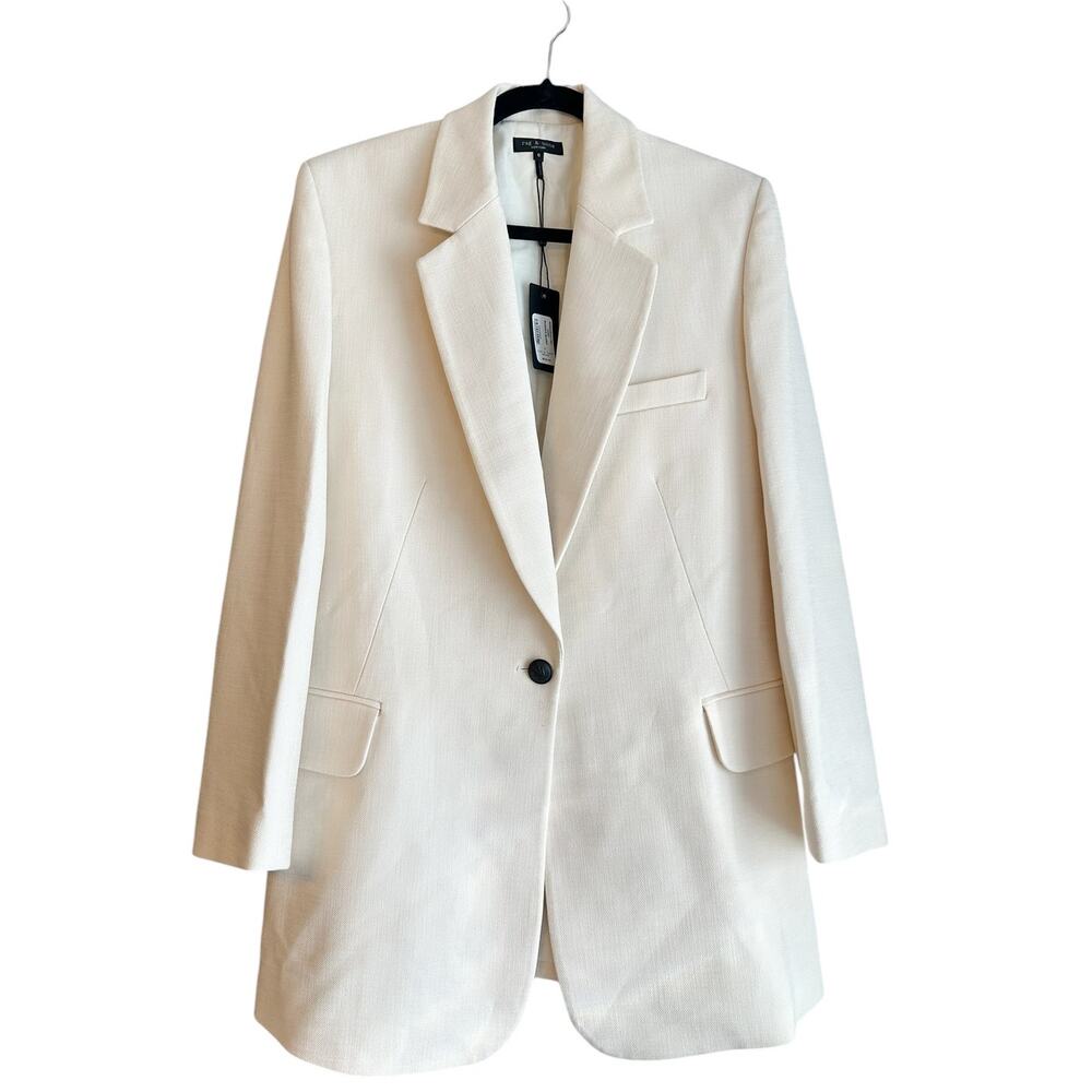 Rag & Bone Suzanne Ivory White Blazer Size 6 NWT Longline Work Jacket